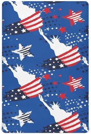 KICPOAY 4th of July Statue of Liberty Crib Sheets