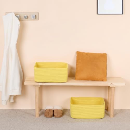 4-Pack Large Woven Storage Baskets for Clothes Toys 17x13x75 Yellow