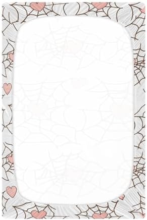 Wassud Spider with Hearts Crib Sheets 28x52 Inch Pack and Play Fitted Sheets