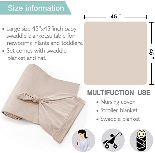 OWLOWLA Swaddle Blanket and Hat Set for Newborns