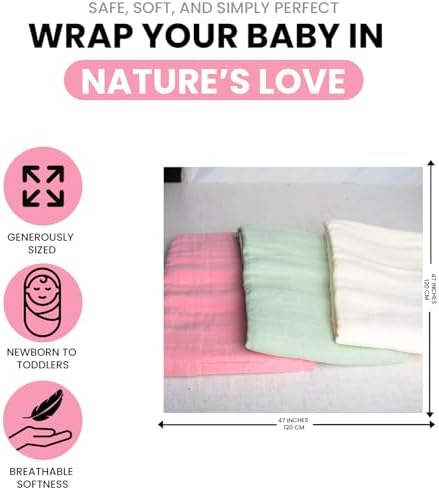 Luvvie Organic Muslin Swaddle Blankets 3-Pack 1