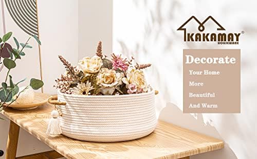 KAKAMAY Woven Cotton Basket Storage 16x8