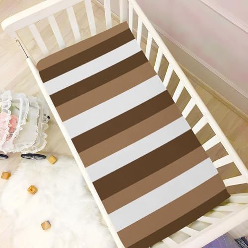 KICPOAY Fitted Crib Sheets with Brown White Stripes for Baby Toddler 1