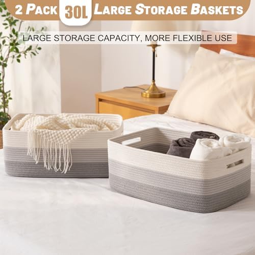 OIASKET 2 Pack Woven Rope Storage Baskets
