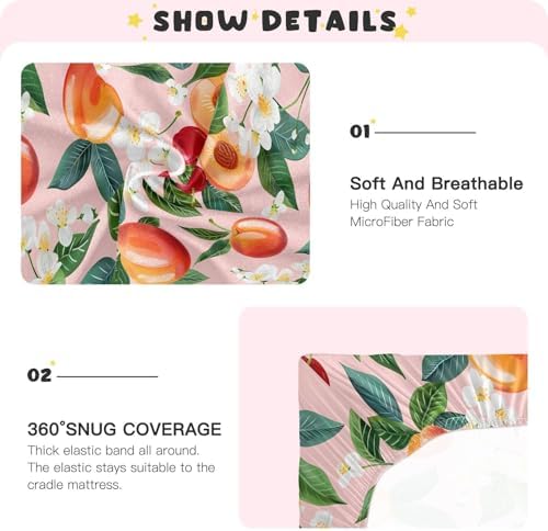 ALAZA Peach Tropical Fruit Crib Sheets for Girls and Boys