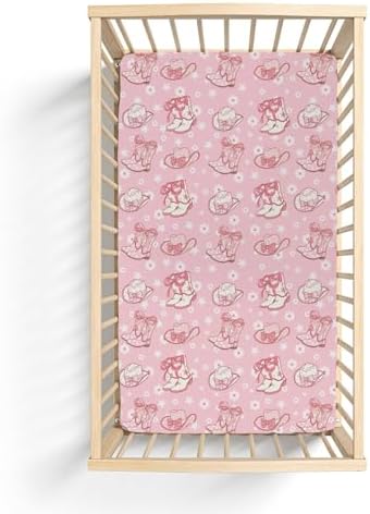 Pink Floral Bows Crib Sheet for Girl