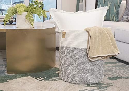 COMFY-HOMI XXL Laundry Basket with Handles - White Grey