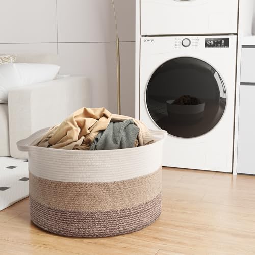 MXMHOME Large Cotton Blanket Basket with Handles 1