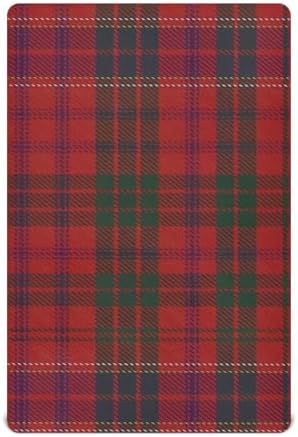 Joisal Red and Green Plaid Crib Fitted Sheet 52x28x9 1