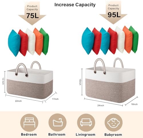 OIAHOMY 95L Woven Basket with Handles