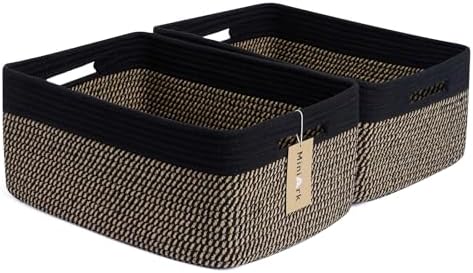MiniArk 2 Pack Woven Brown Storage Baskets 17x13x75 Inch
