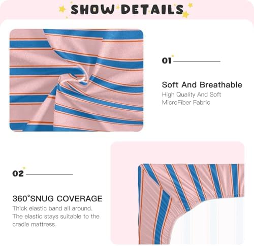 Gbjiemia Striped Crib Sheets for Baby Boys and Girls