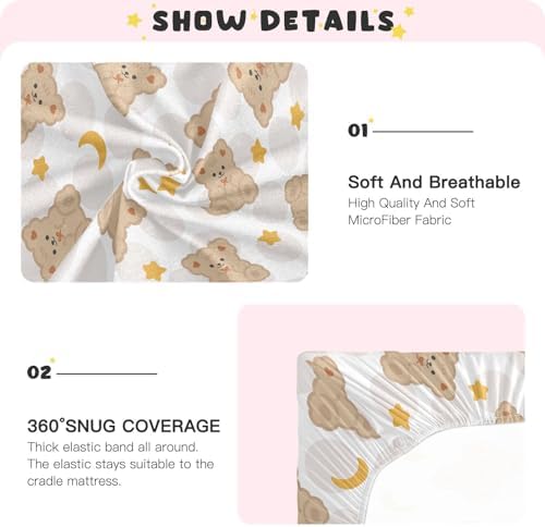 Cute Brown Animal Bears Star Crib Sheets for Baby
