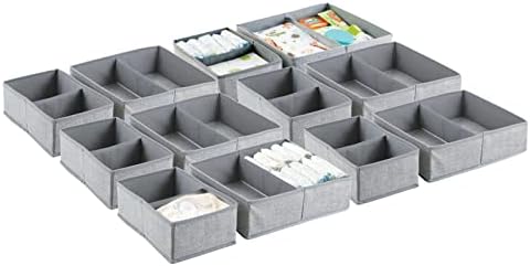 mDesign Fabric Drawer Organizer Bins Set of 2 Gray