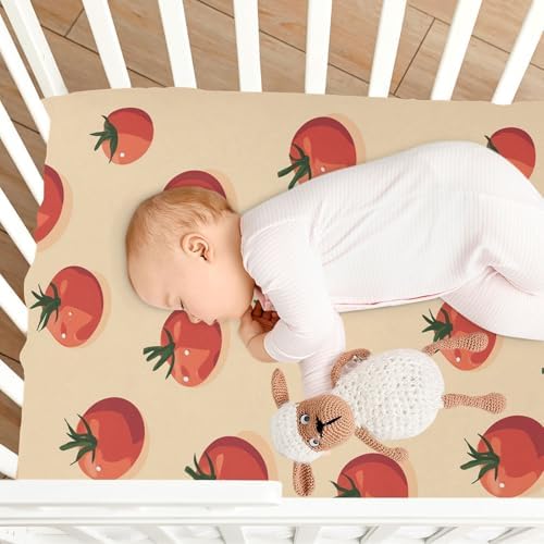 Wassud Red Tomatoes Crib Sheets 27x39 Inch Pack and Play Sheets