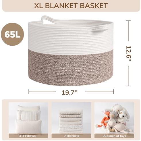 INDRESSME Large Woven Storage Basket 197 x 126