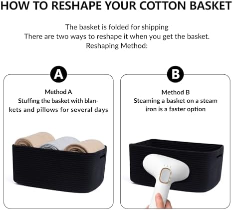 MiniArk 2-Pack Woven Rope Storage Baskets Black 17x13x75