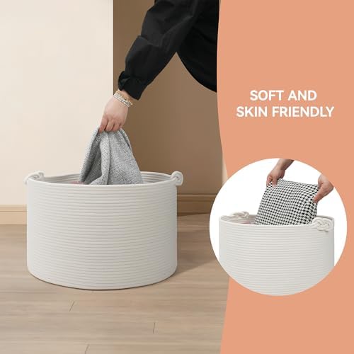 Eblog Large Blanket Basket 20x13 White Woven