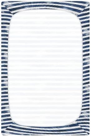 Stripes Navy Crib Sheets for Baby Boys Girls