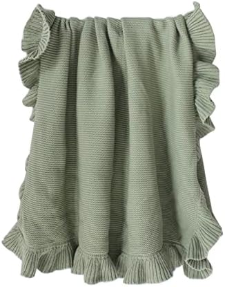 CHENGBEI Ruffle Edge Baby Blanket Neutral White Non-Fluorescent
