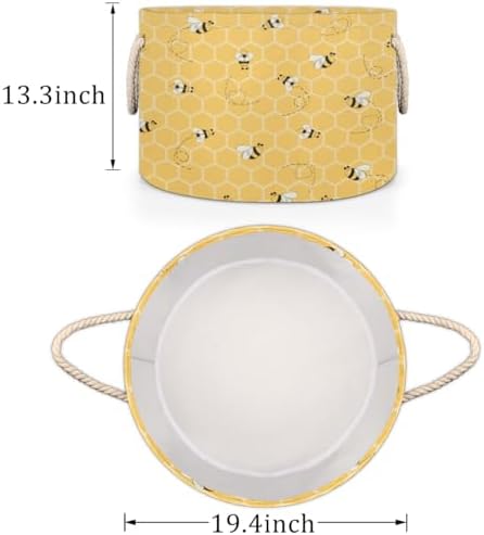 Cute Yellow Bee Large Storage Basket with Handle