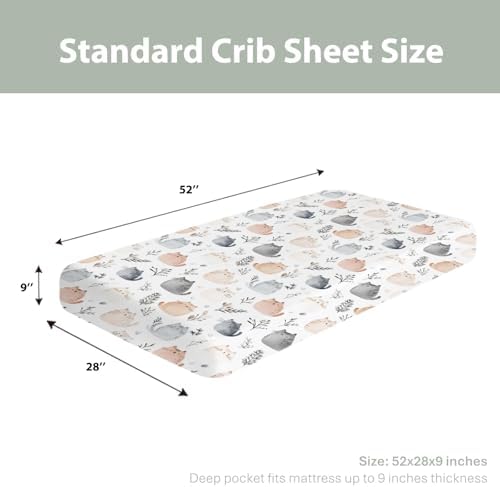 Cute Cats Boho Leaves Crib Sheet 28x52