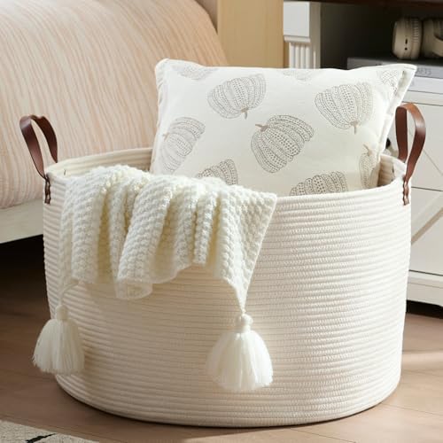 Luxury Little Extra Large Cotton Woven Nursery Basket with Handles 1