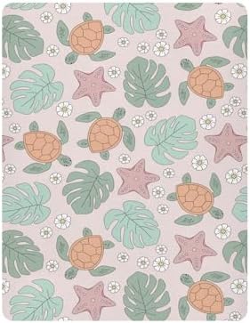 Turtle and Palm Leaf Starfish Crib Sheets for Baby Toddler