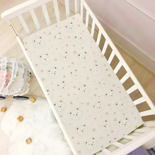 Wassud Cute Bear Crib Sheets Breathable Pack and Play Fitted 27x39 Inch