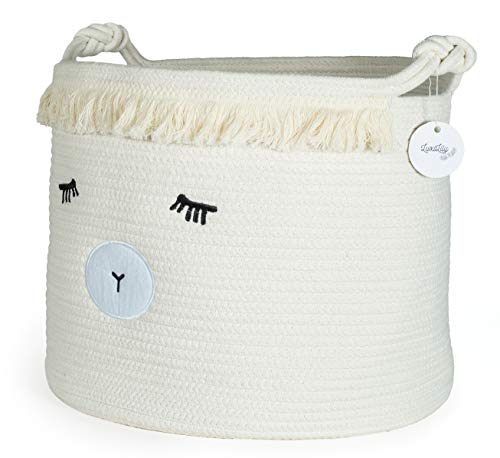 LUXILILY Woven Baby Basket with Lamb Design
