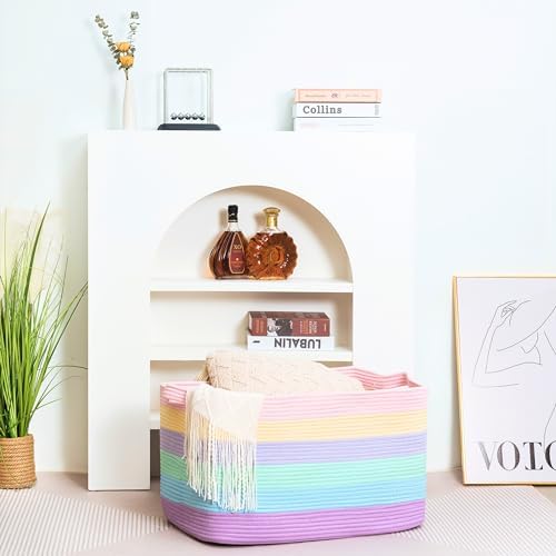 MINTWOOD Design 22in Rainbow Woven Storage Basket