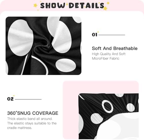 Ultra Soft Black White Polka Dots Crib Sheet 39x27