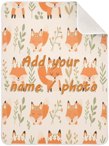 Custom Cute Animal Fox Flower Blanket for Baby Boy 1