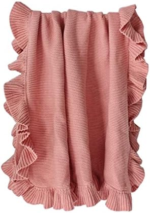 CHENGBEI Ruffle Edge Baby Blanket Neutral White Non-Fluorescent