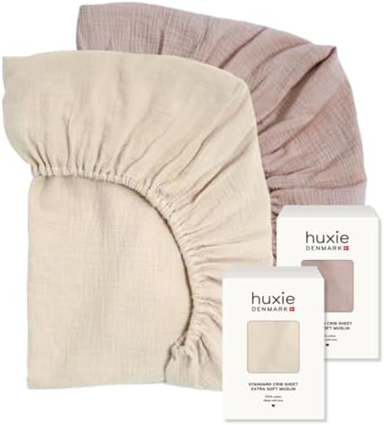 Huxie Organic Cotton Muslin Crib Sheets 2-Pack