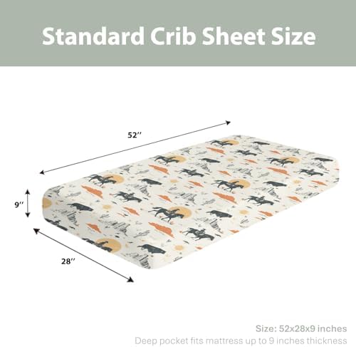 Retro Cowboys Sunset Baby Crib Sheets 52x28 Inch