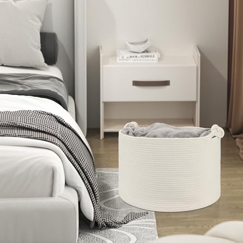 Eblog Large Blanket Basket 20x13 White Woven