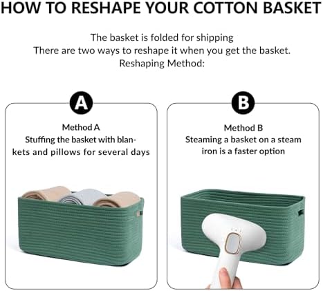 MiniArk 2 Pack Woven Rope Storage Baskets Green 17x13x75 Inch