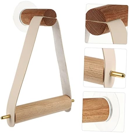 QUMIIRITY Wooden Leather Paper Towel Holder Wall Mount 1