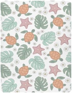 KICPOAY Fitted Crib Sheets with Turtle Starfish Pattern