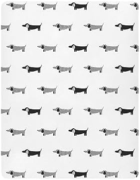 KICPOAY Fitted Crib Sheet Dachshund Black White Playard Sheet for Baby Toddler