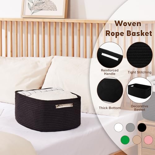 OIAHOMY Woven Storage Basket 2-Pack Black