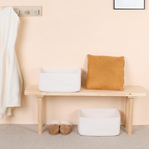 MiniArk Woven Storage Baskets 2 Pack 17x13x75 Off White