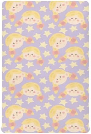 Cute Girl Star Crib Sheets Stretchy Playard Sheets for Baby