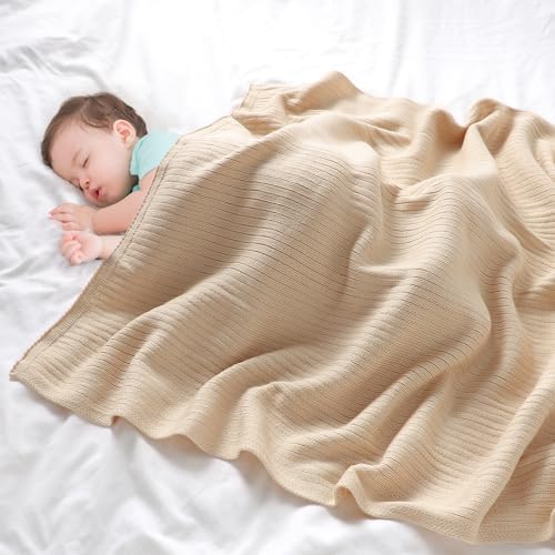 Wugugu Baby Swaddle Blanket 30x40 Inch Cotton Ribbed Knit