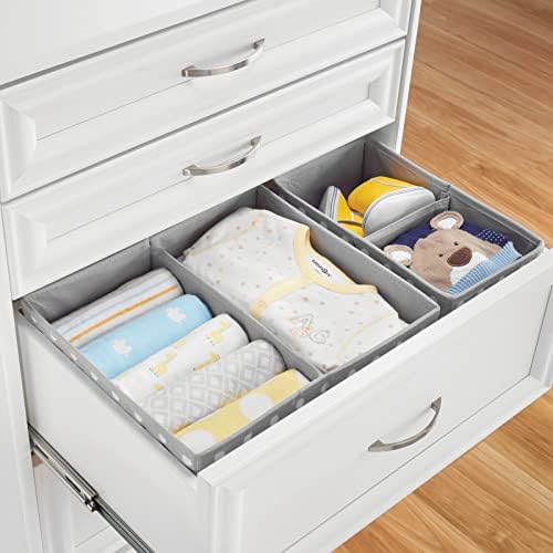 mDesign Fabric Drawer Organizer Bins GrayWhite Polka Dot Set of 2