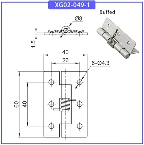 304 Stainless Steel Spring Hinge for Cabinet Doors 1pc