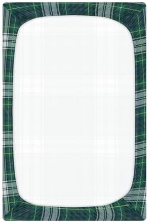 Emelivor Tartan Plaid Green Crib Sheet for Newborn Bedding