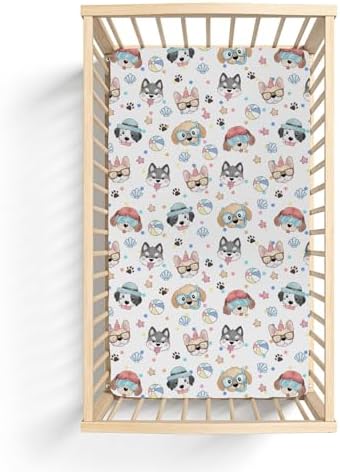 Cute Dog Pattern Crib Sheets 28x52 for Baby