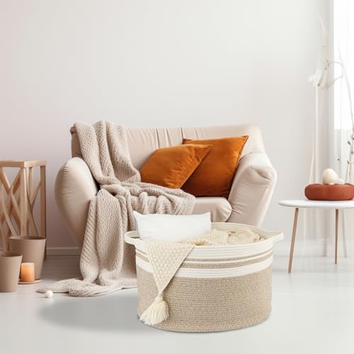 Large Woven Cotton Rope Storage Basket for Kids and Baby